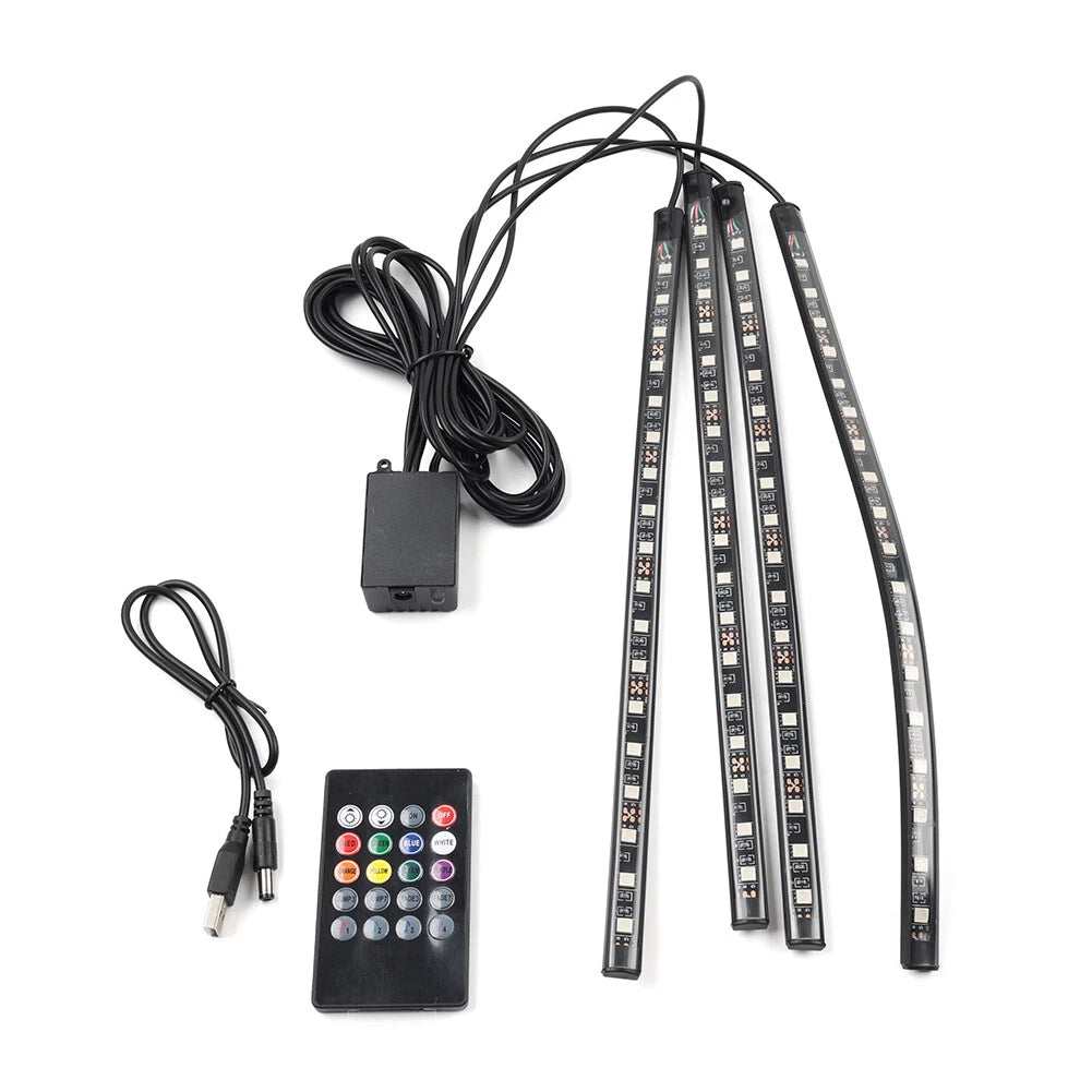72 LED RGB Remote Control Decorative Foot Lamp for Car (No specific years)