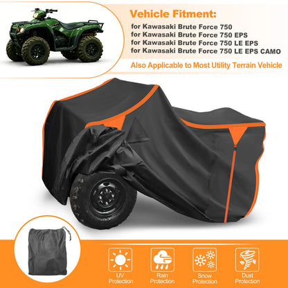 Waterproof ATV Cover 4 Wheelers Quad Cover for Kawasaki Brute Force 750