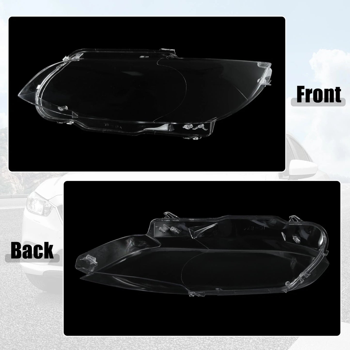 1 Pair Front Headlight Lens Cover PC Shell for BMW M3 (2008-2013)
