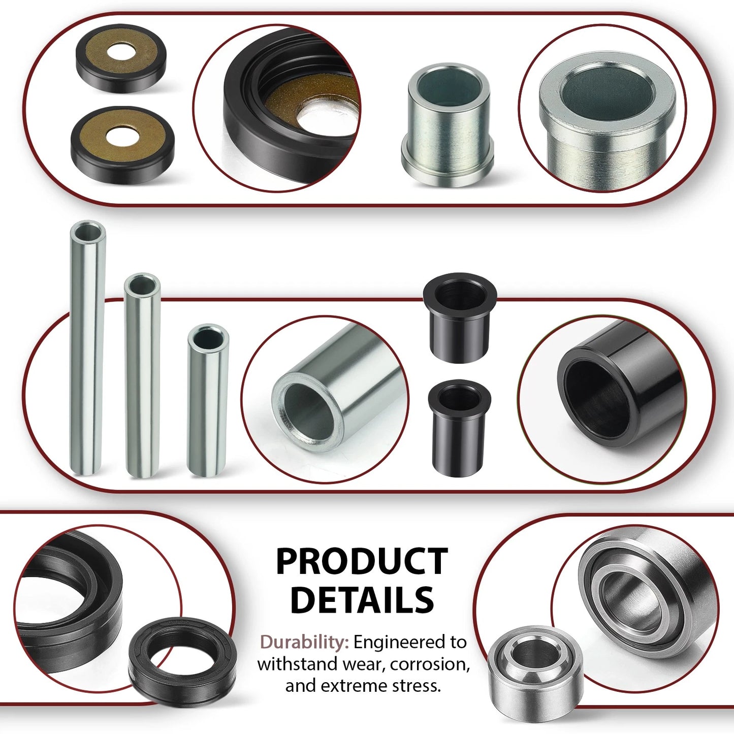 Rear Upper/Lower A-Arm Bushing Shaft Kit for Honda Rincon TRX650 2003-2005
