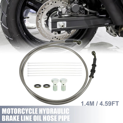 1 Set 1.4m Motorcycle Hydraulic Brake Line Hose with Screws