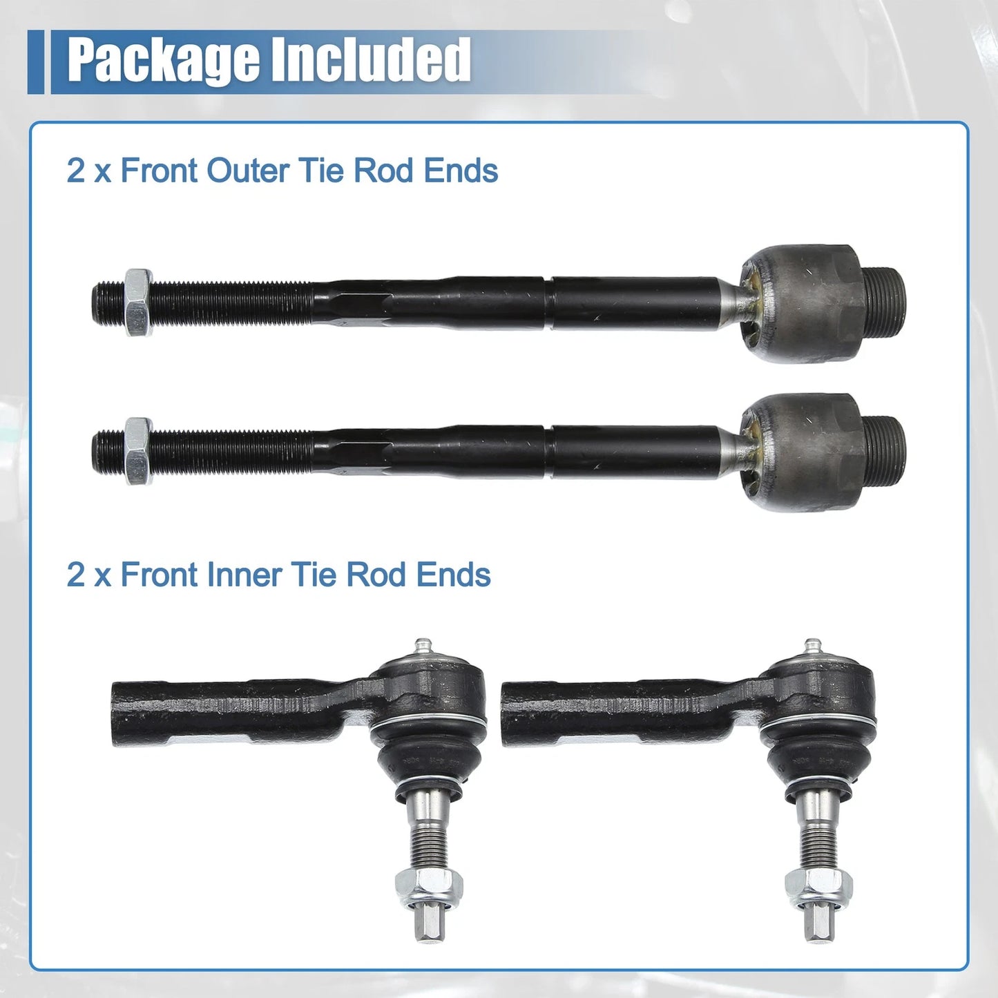 6 x Front Inner/Outer Tie Rod End Links for Dodge Dakota (2005 - 2010)