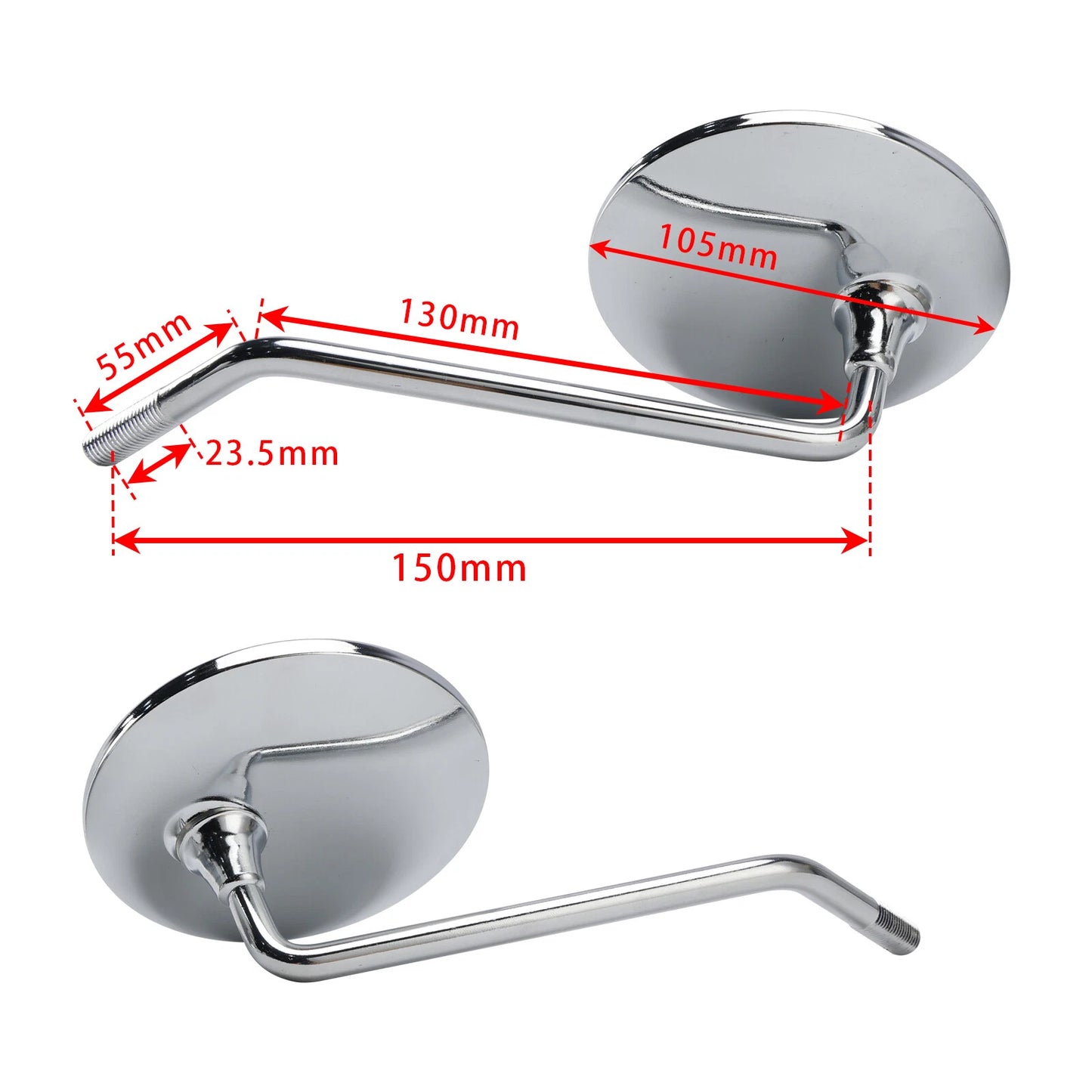 Mirror Pair Chrome 10mm Right Hand Thread for Honda CB 750 Four (1969-1976)