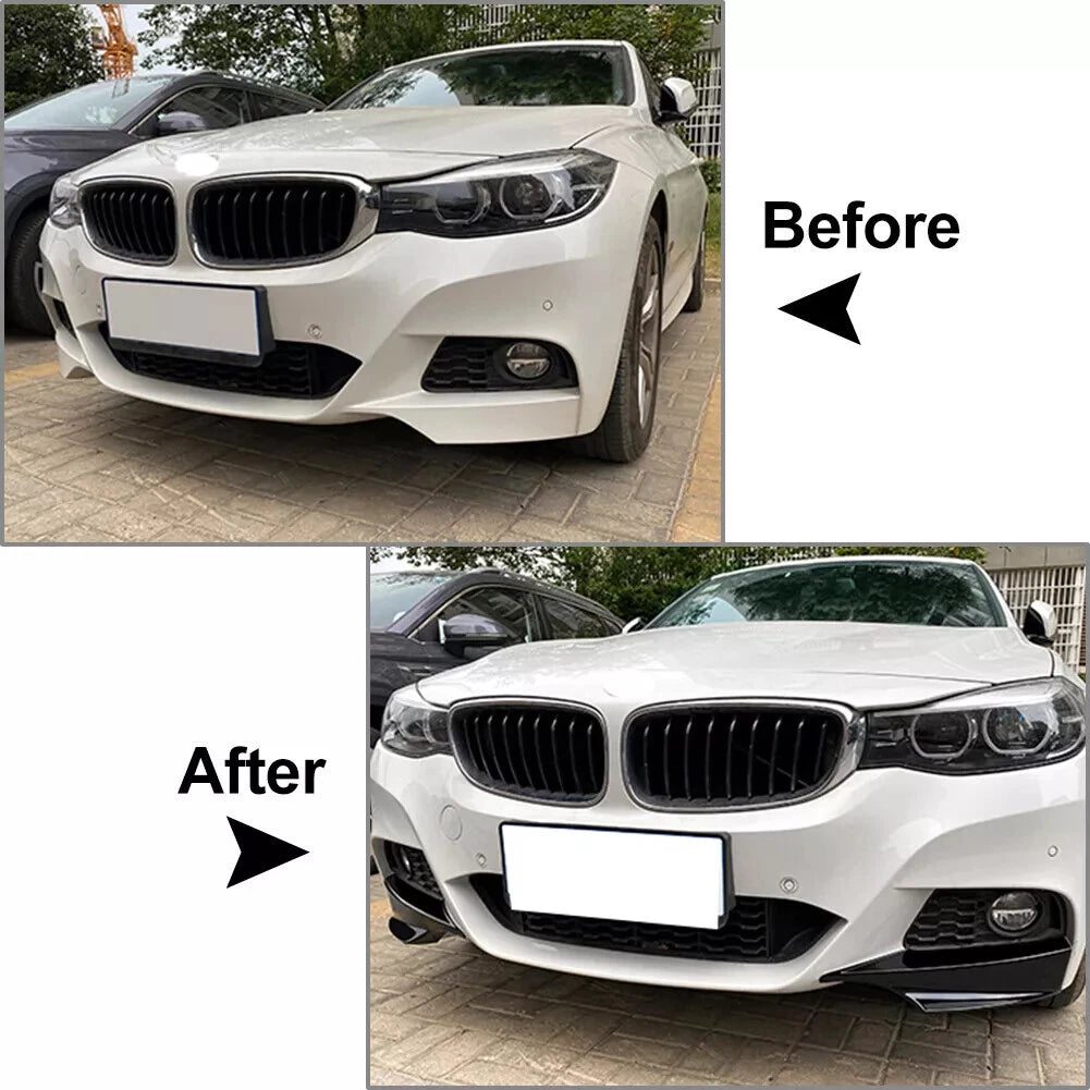 Front Bumper Splitter Lip Fins for BMW 3 Series F34 GT M Sport (2014-2019)
