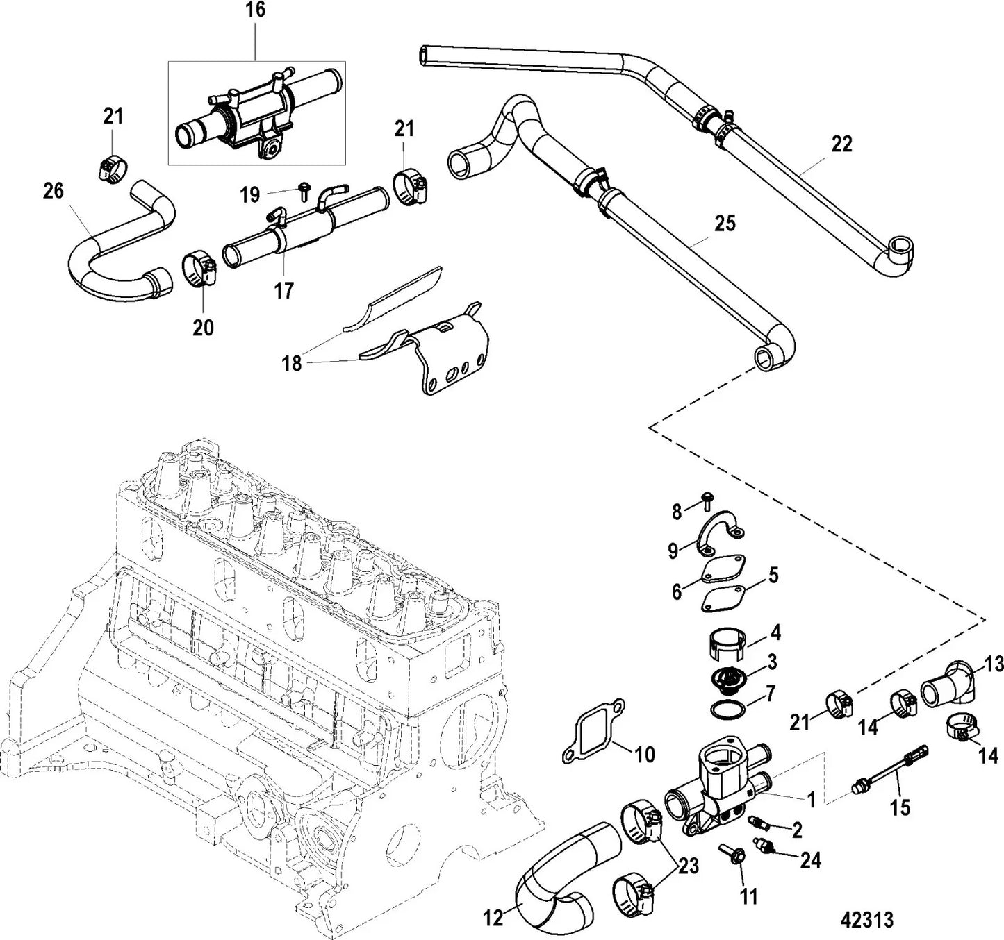Thermostat Housing Gasket for Mercruiser 3.0L (1990-2000)