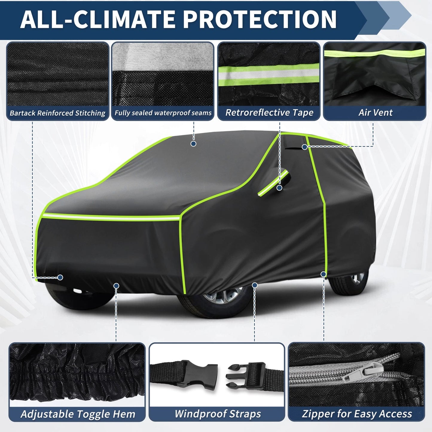 Waterproof All Weather Car Cover for Jeep Grand Cherokee (2002-2023) Black