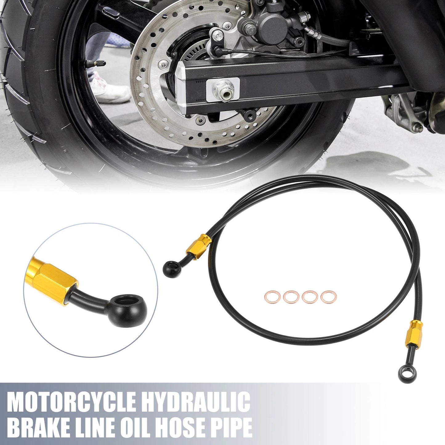 110cm Length 10mm ID Motorcycle Brake Line Oil Hose Pipe 28° 0° for Make Model