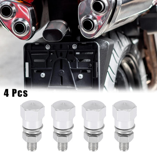 4pcs Universal Motorcycle License Plate Frame Bolts Screws Fasteners Silver Tone