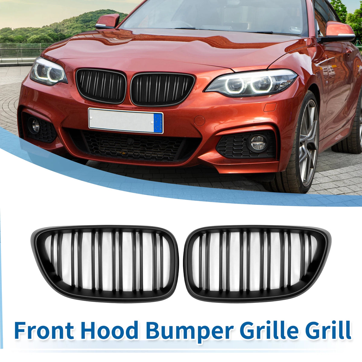 Front Upper Bumper Grille for BMW 2 Series F22 2014-2021 Matte Black Grills