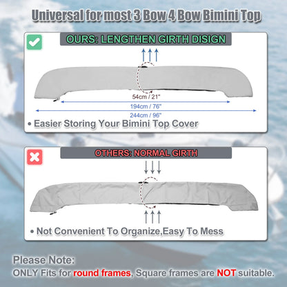 Boot Cover 91-96in Storage Light Gray with Light Hole for Boat Bimini Top