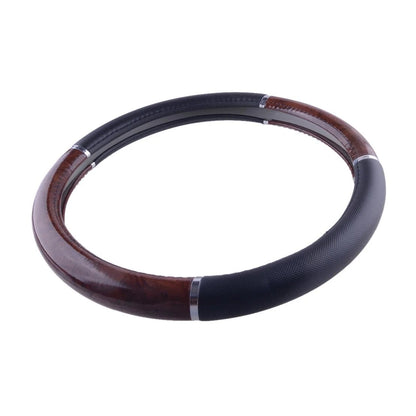 Wood Grain Leather Steering Wheel Cover for Auto Car SUV (Fits Most Models)