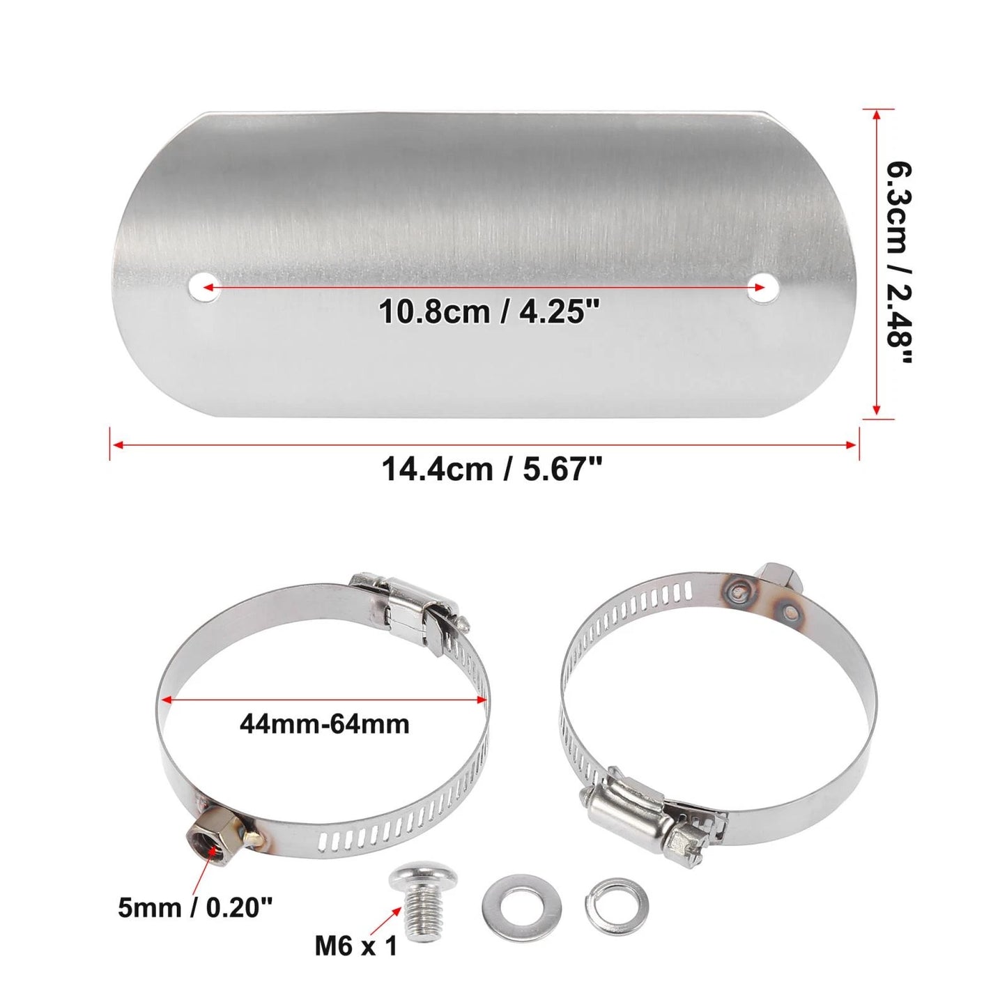 Exhaust Muffler Pipe Heat Shield Set for Motorcycle Silver Tone
