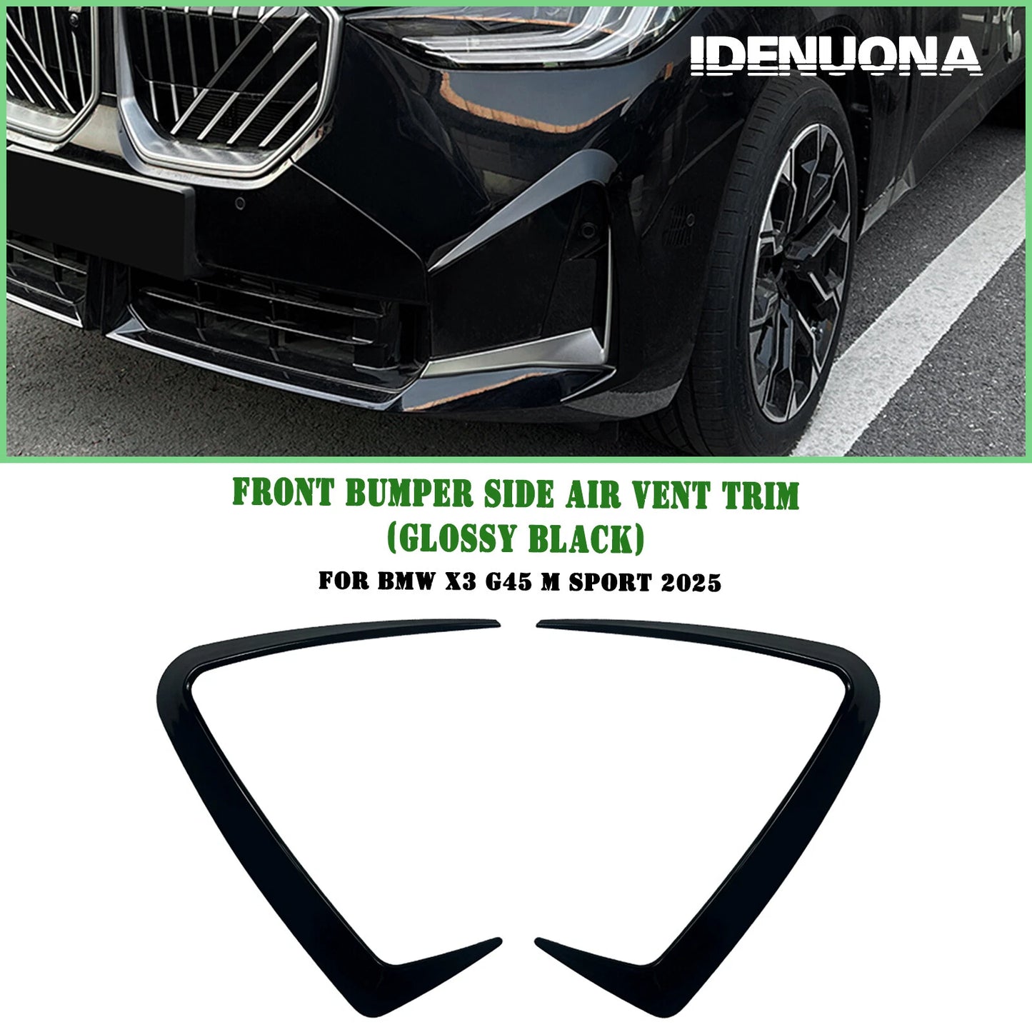 2 x Gloss Black Front Bumper Side Air Vent Trim Covers for BMW X3 (2025)