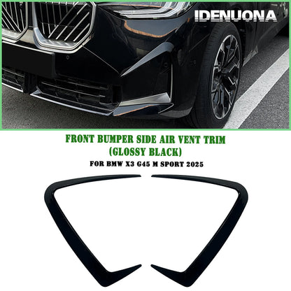 2 x Gloss Black Front Bumper Side Air Vent Trim Covers for BMW X3 (2025)