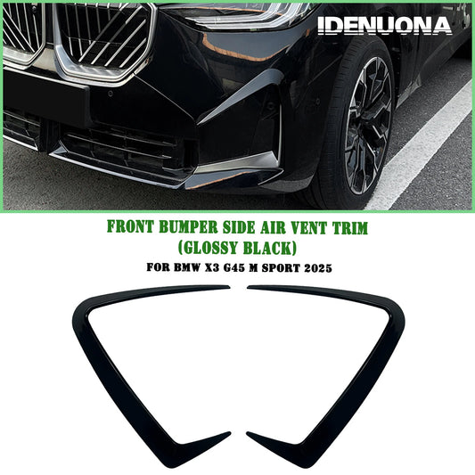 2 x Gloss Black Front Bumper Side Air Vent Trim Covers for BMW X3 (2025)