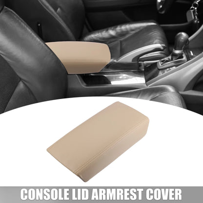 Center Console Lid Armrest Cover for Honda Accord (2003-2007) Beige Faux Leather