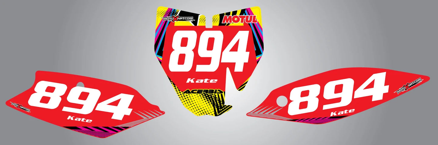 Custom Number Plate Graphics for Husqvarna TC 85cc (2014-2017) Neon Style