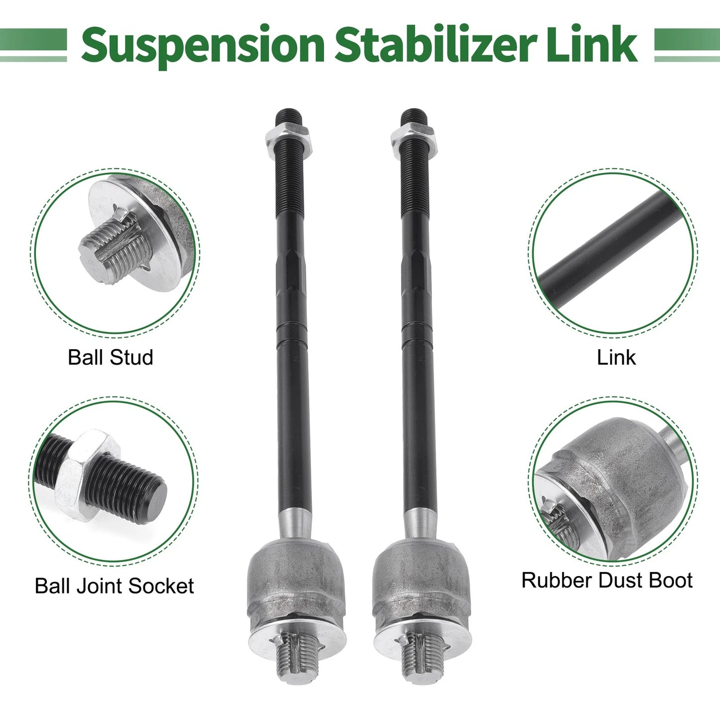 8 Pcs Front Suspension Kit Tie Rod Ends & Sway Bar Links for Ford