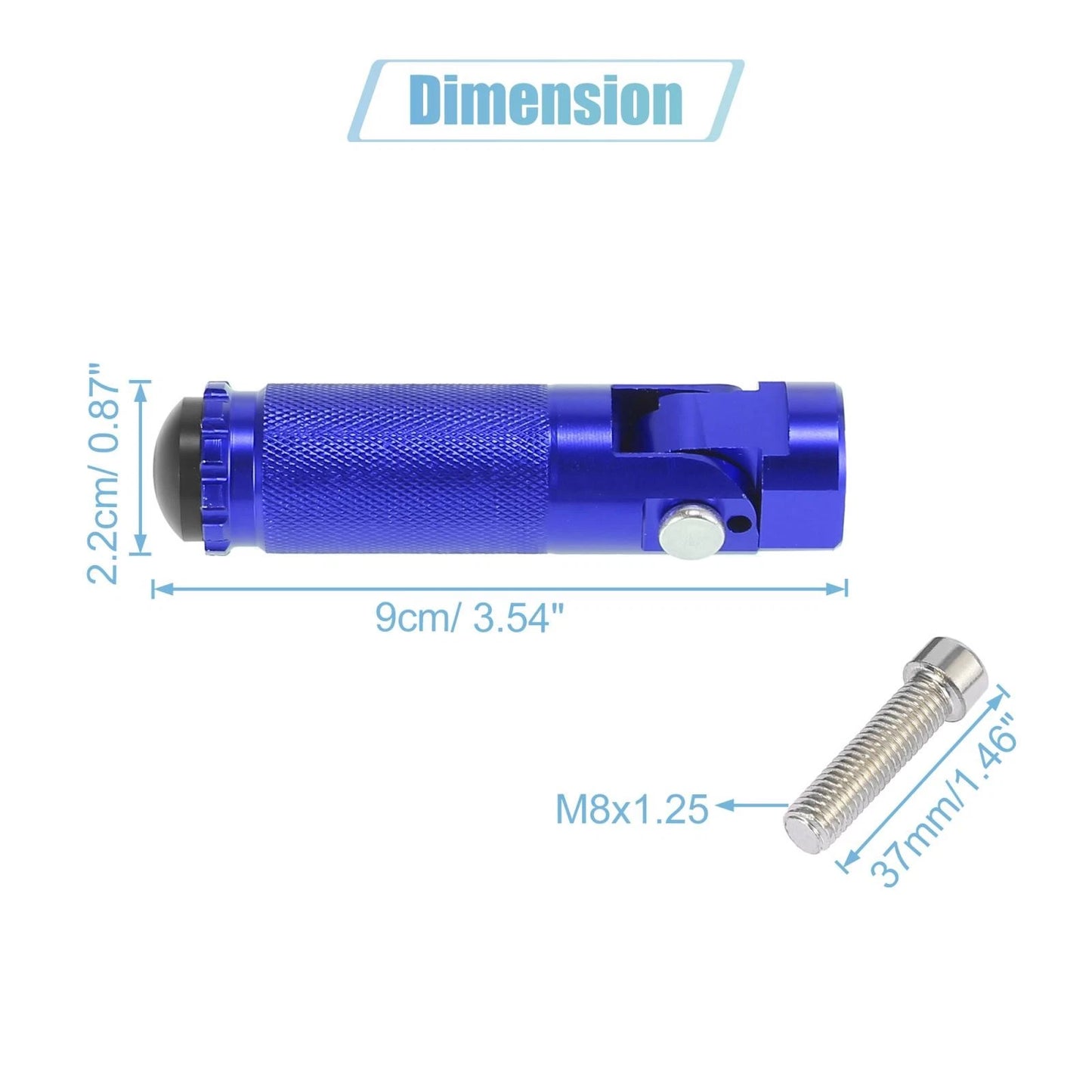 Pair 2 x 8mm Aluminum Alloy Rearset Footrest Footpeg Blue for Motorcycle
