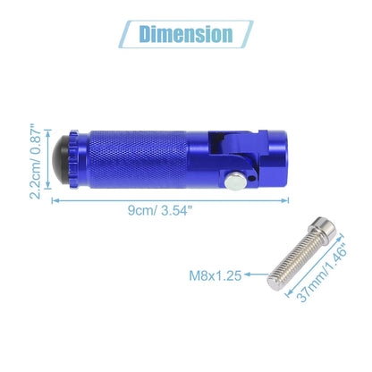 Pair 2 x 8mm Aluminum Alloy Rearset Footrest Footpeg Blue for Motorcycle
