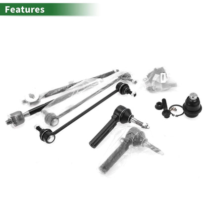 8 Pcs Front Suspension Kit Tie Rod Ends Sway Bar Links for Dodge