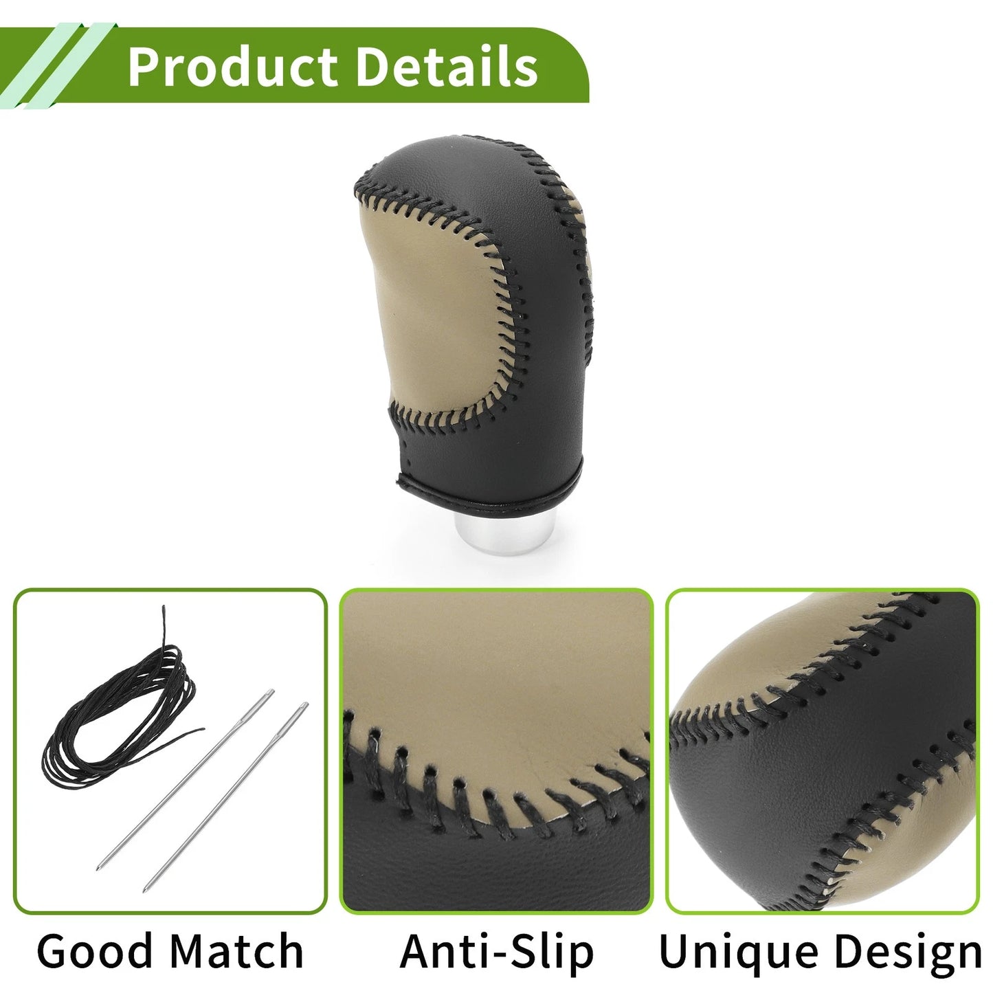 Car Gear Shift Knob Cover 1 Pc for Honda Civic (2022-2024) Black Beige Faux Leather