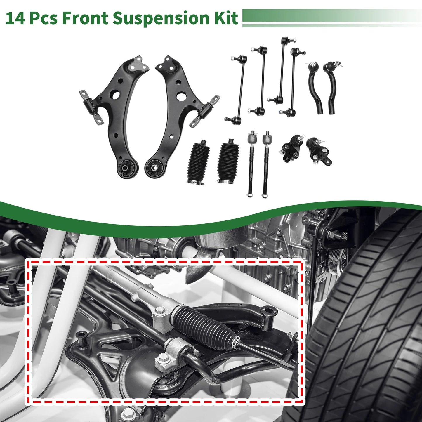 14 Pc Front Lower Control Arms for Toyota Camry (2007-2011)
