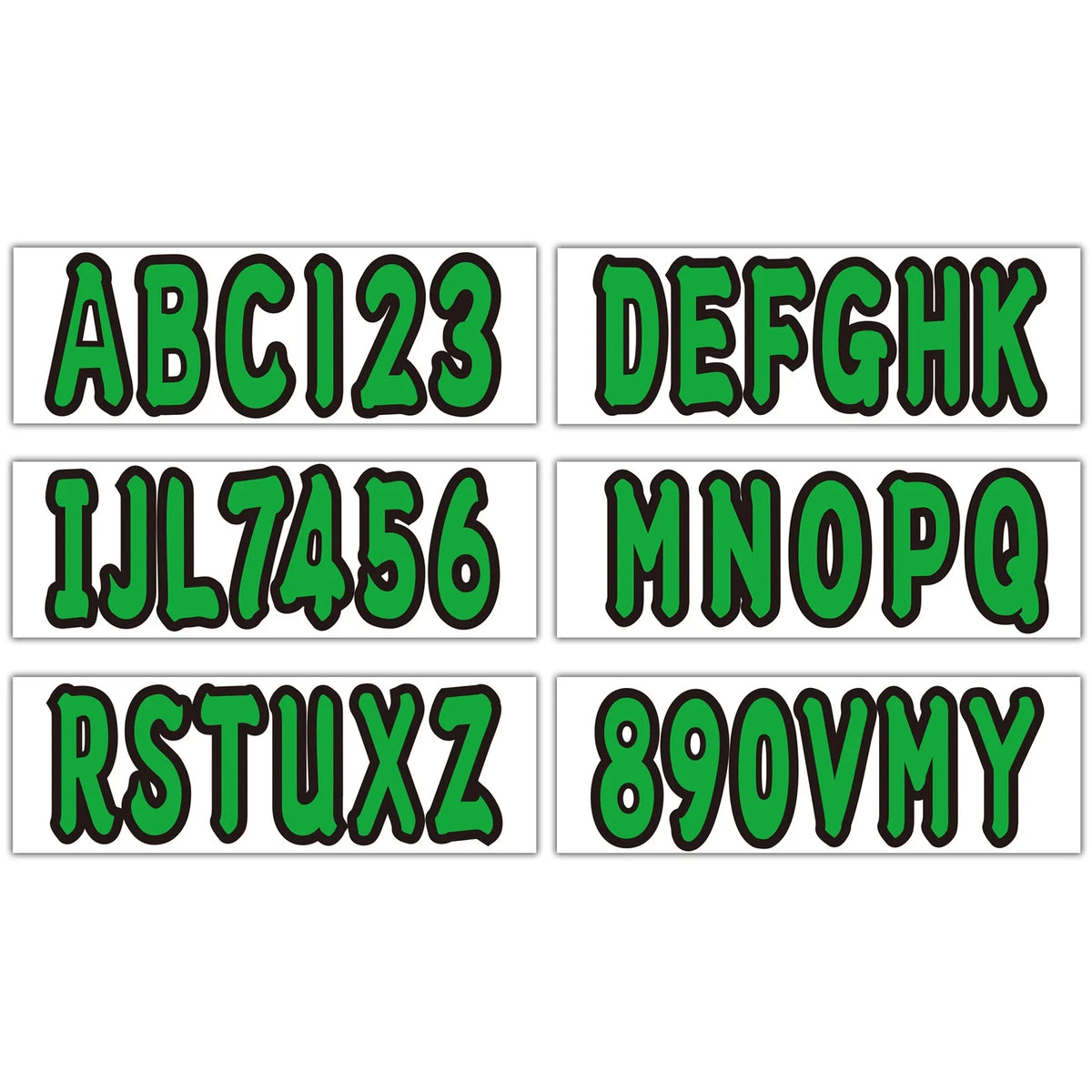 4 x Custom Boat Registration Decal Stickers A-Z & 0-9 Green