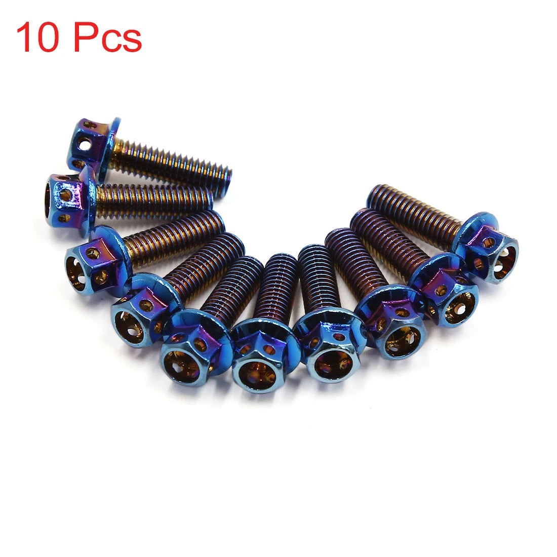 10 x Colorful M6 Titanium Tone Hexagon Bolts Fasteners for Motorcycle