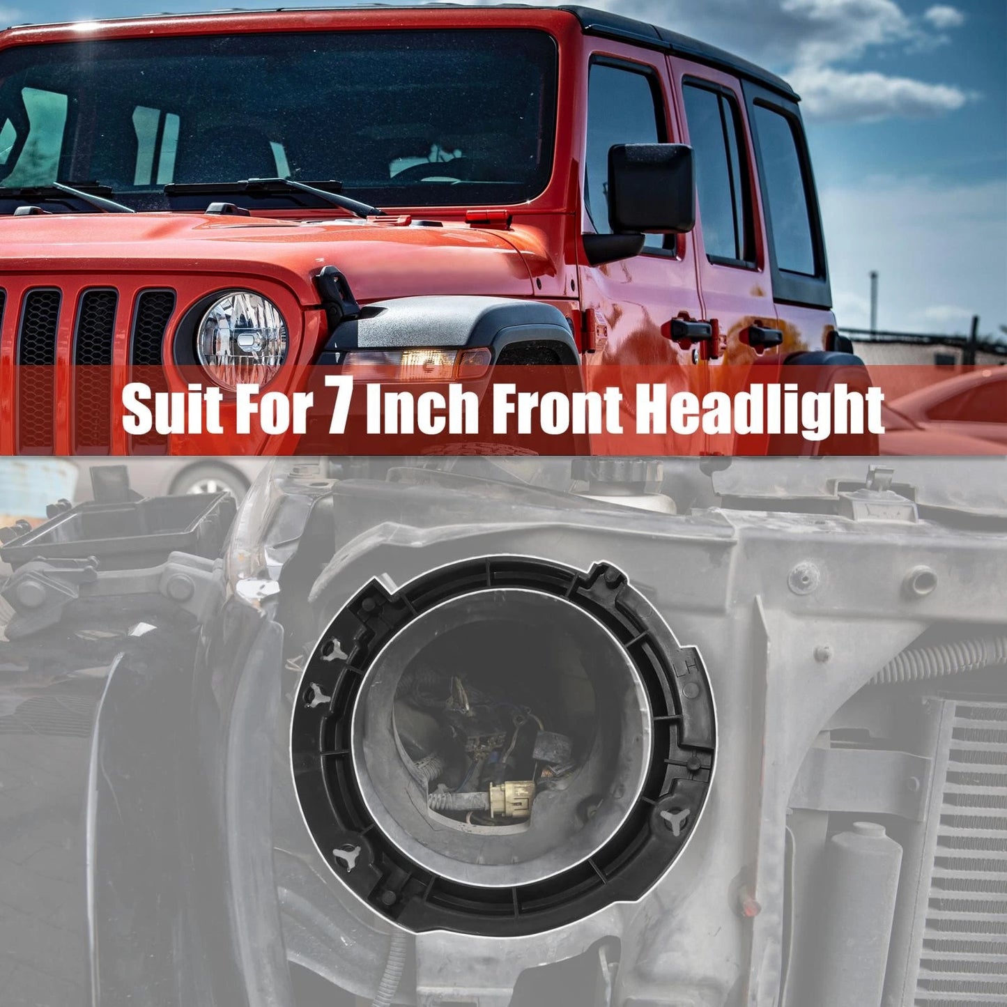7" Headlight Mounting Bracket for Jeep Wrangler JK (2007-2017) Black