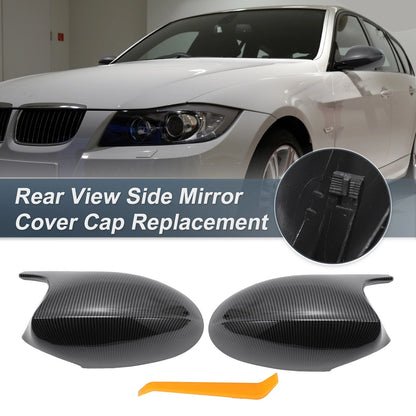 Rearview Mirror Cover Cap Set 2 x Black Carbon Fiber for BMW E87 E81 E82 E88 E92
