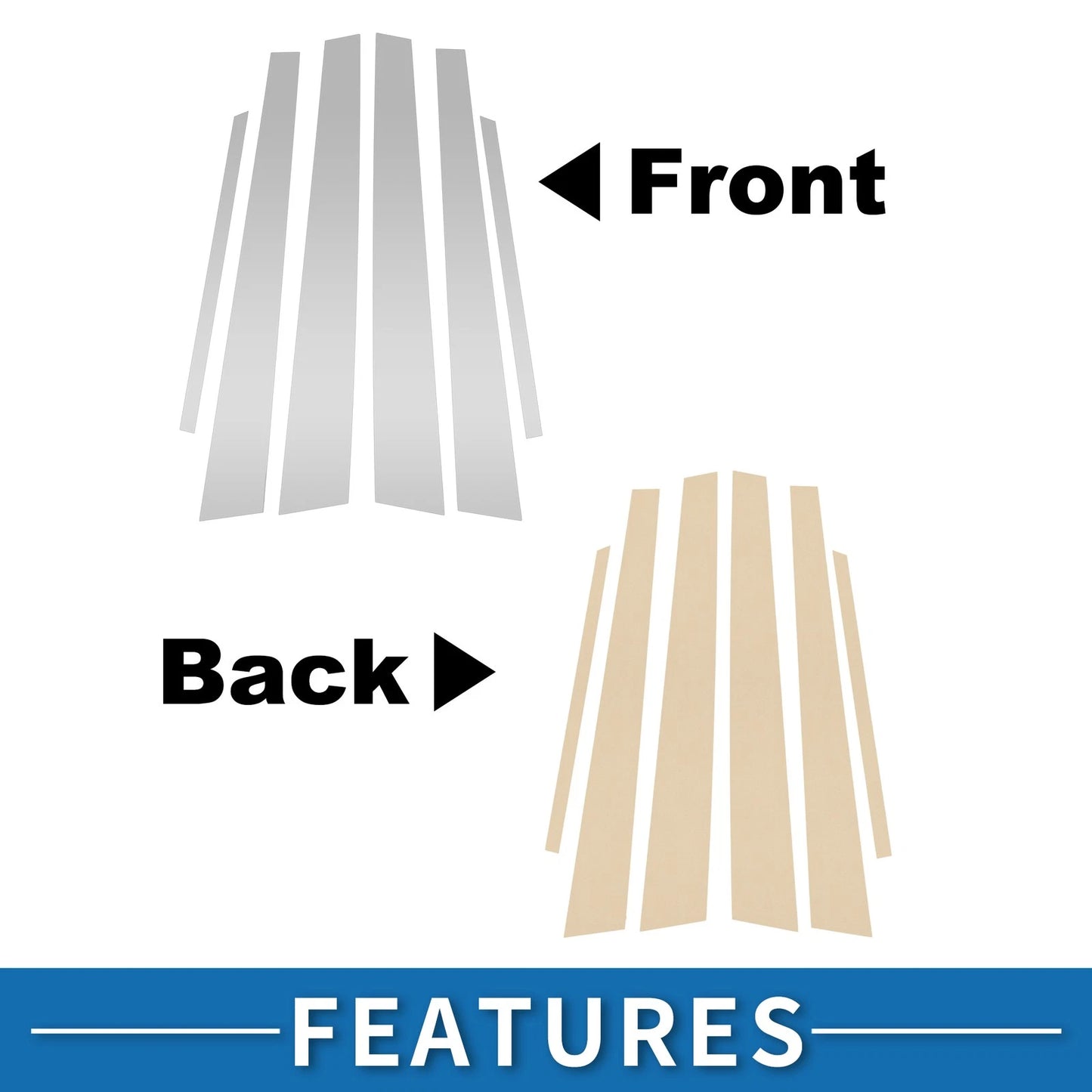 6 Pcs Door Pillar Window Trim for Mitsubishi Lancer (2002-2007) Silver Tone
