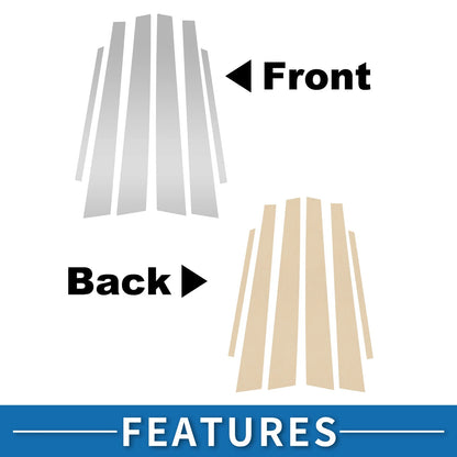 6 Pcs Door Pillar Window Trim for Mitsubishi Lancer (2002-2007) Silver Tone