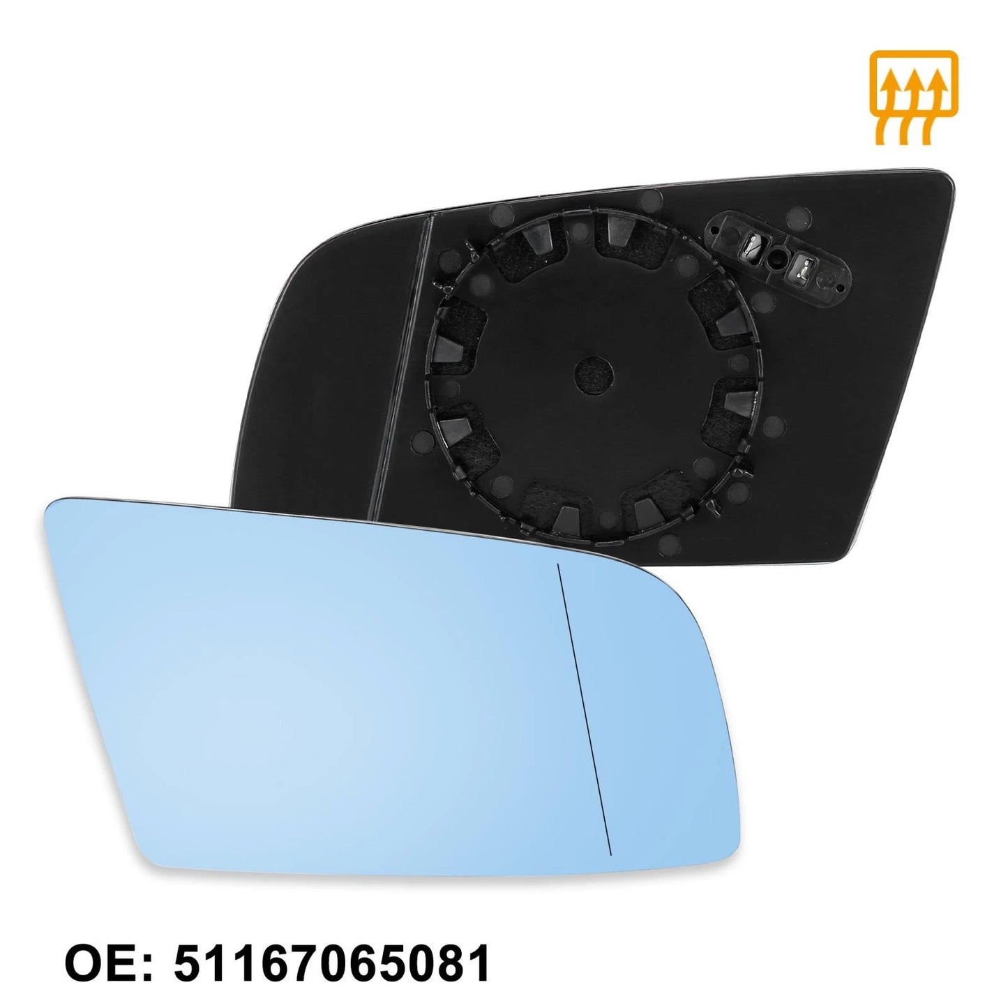 Heated Blue Mirror Glass Replacement Right Side for BMW 550i 525i 545i (2006-2010)