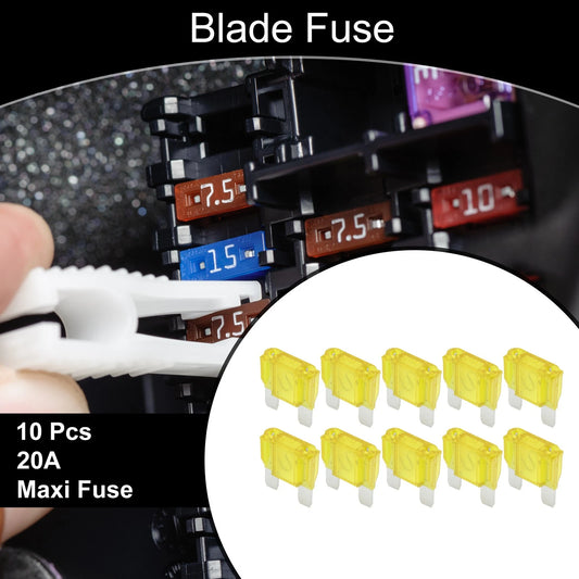 10 Pcs Maxi Fuse 20A Blade Fuse for Car Boat Truck RV Motorcycle Yellow