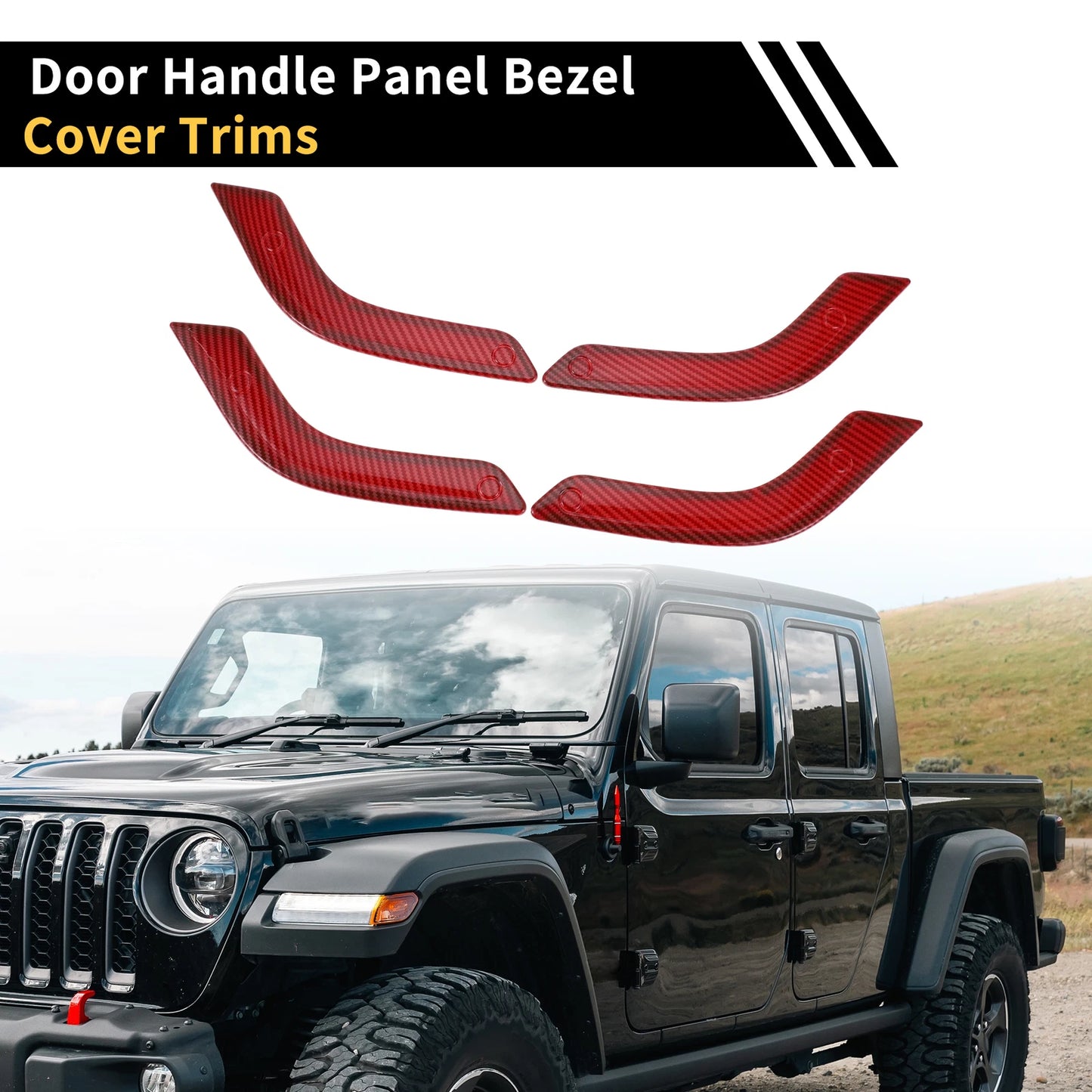 Front Rear Door Handle Panel Bezel Cover Trims for Jeep (Fits All Years)