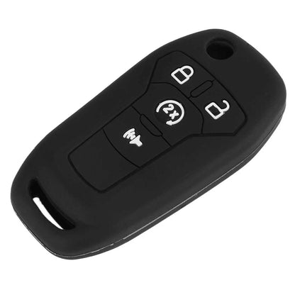 4 Button Car Key Cover Case Chain Holder for Ford F-150 F250 F450 (2015-2023)