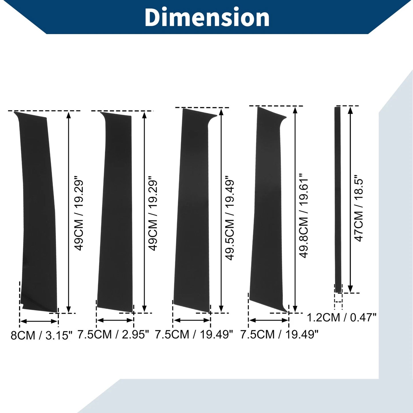 10 x Door Pillar Window Trim for Jeep Grand Cherokee (2005-2010) Black