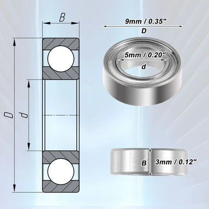 10 x Double Metal Shield MR95ZZ Auto Car Deep Groove Ball Bearings