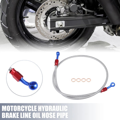 100cm 39.37in 10mm ID Motorcycle Hydraulic Brake Line Silver Tone