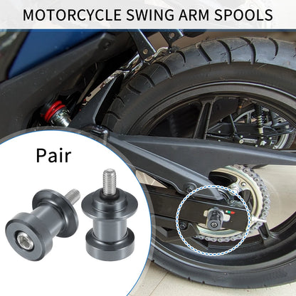 2 x Pair / 6mm / Swingarm Spool Slider Stand Titanium Tone for Motorbike