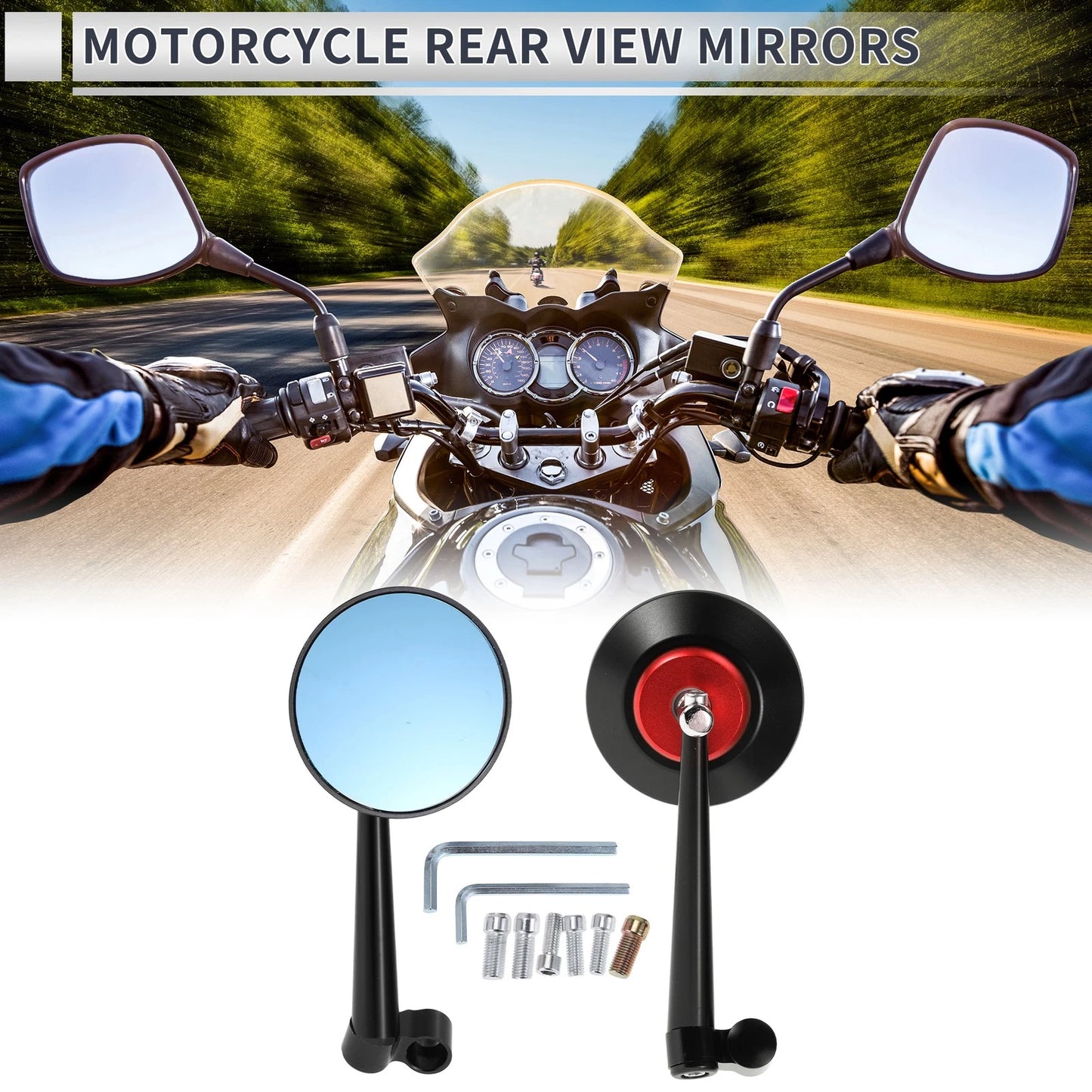M8 M10 Pair Rear View Mirrors for Motorcycle
