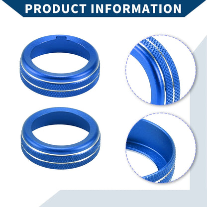 AC Climate Switch Knob Cover Ring for Ford Mustang (2015-2021) - 2 Pcs Blue