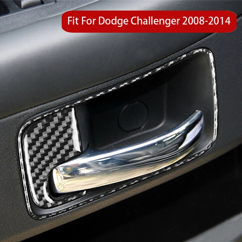 Dry Carbon Fiber Interior Door Handle Bowl Trim for Dodge Challenger (2008-2014)