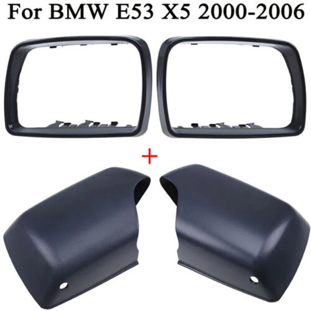 4 x Wing Door Mirror Cover Casing with LED Hole Parts for BMW X5 (2000–2006)