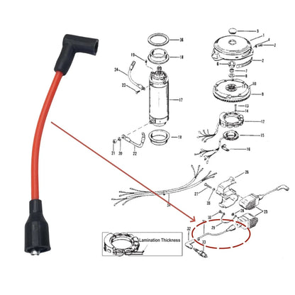 Spark Plug Wire Leads for Mercury Marine Outboard 9" 84-813715A1 99215A25