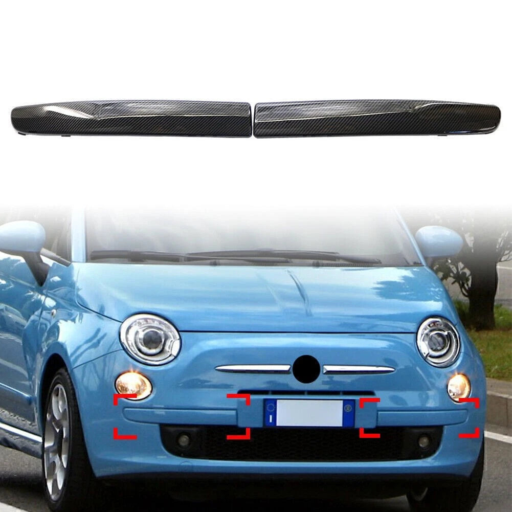 Carbon Fiber Front Bumper Corner Panel Trim Cover for FIAT 500 (2007-2015)
