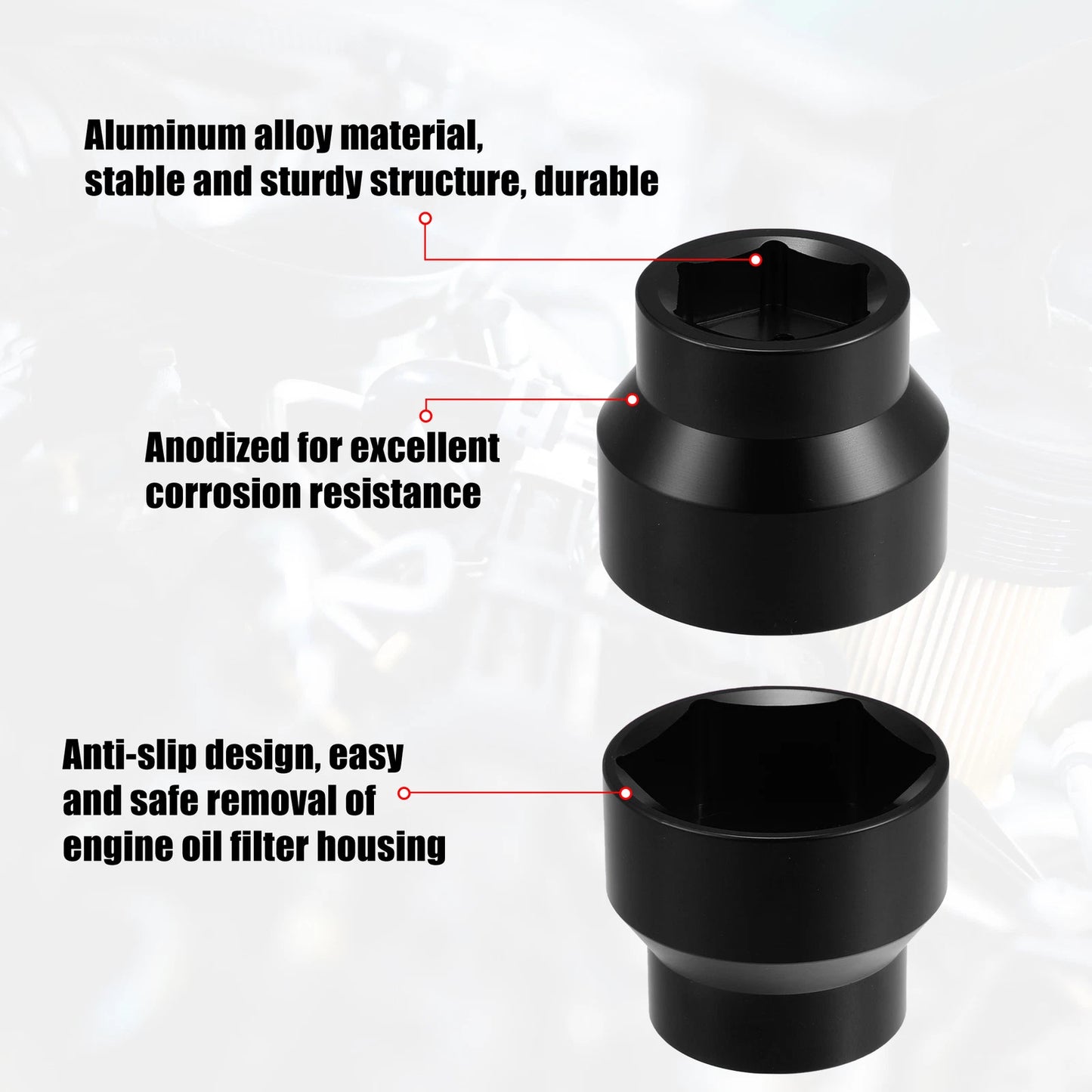 Fuel Oil Filter Cap Socket Removal Tool for Ford 6.0L 6.4L (2003-2010)