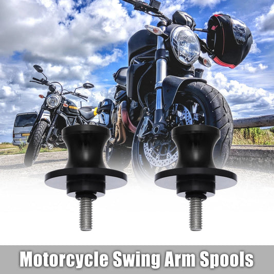 2 x 6mm Metal Swing Arm Spool Rear Stand Black for Motorcycle