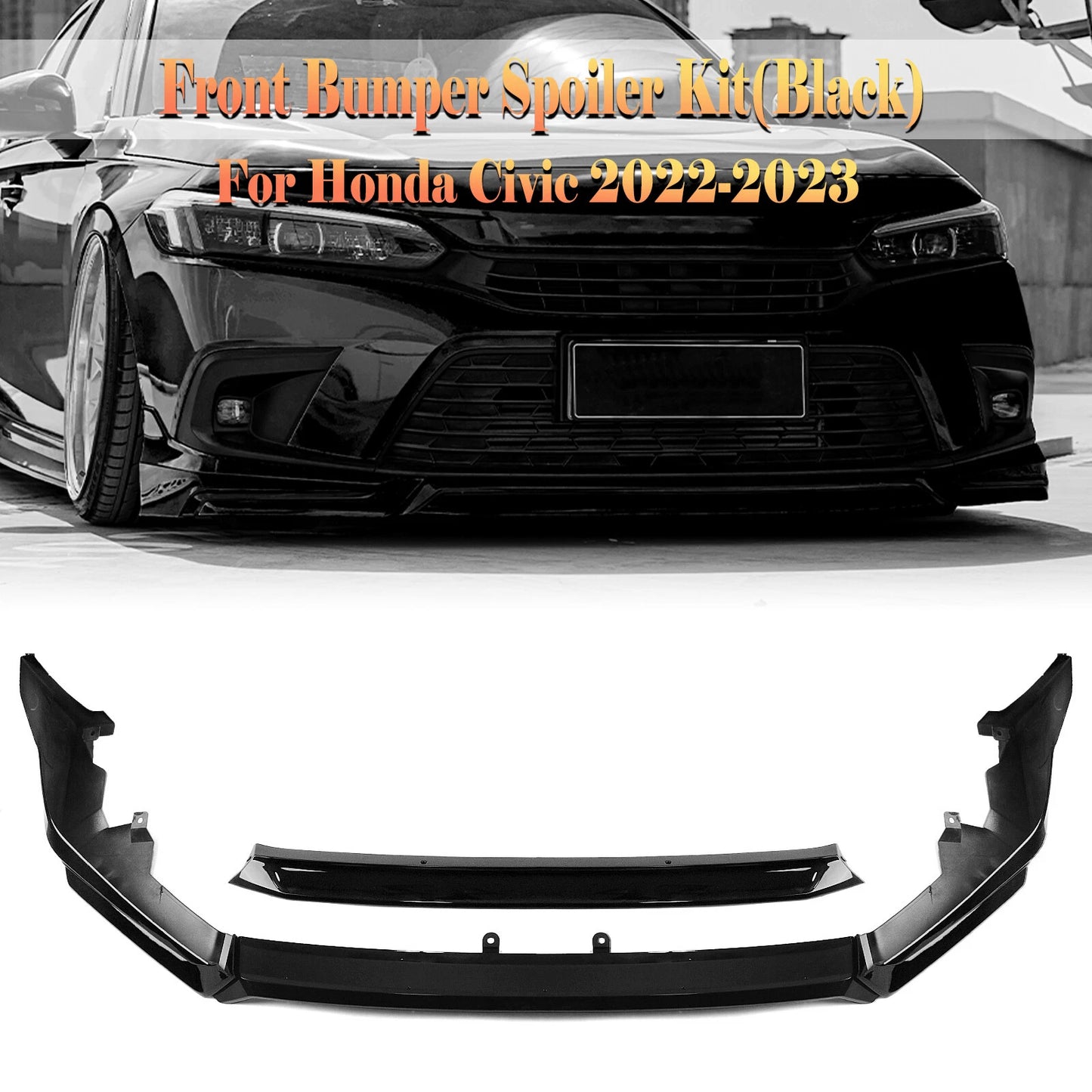 Front Spoiler Lip Cover 4 x for Honda Civic (2022-2023)